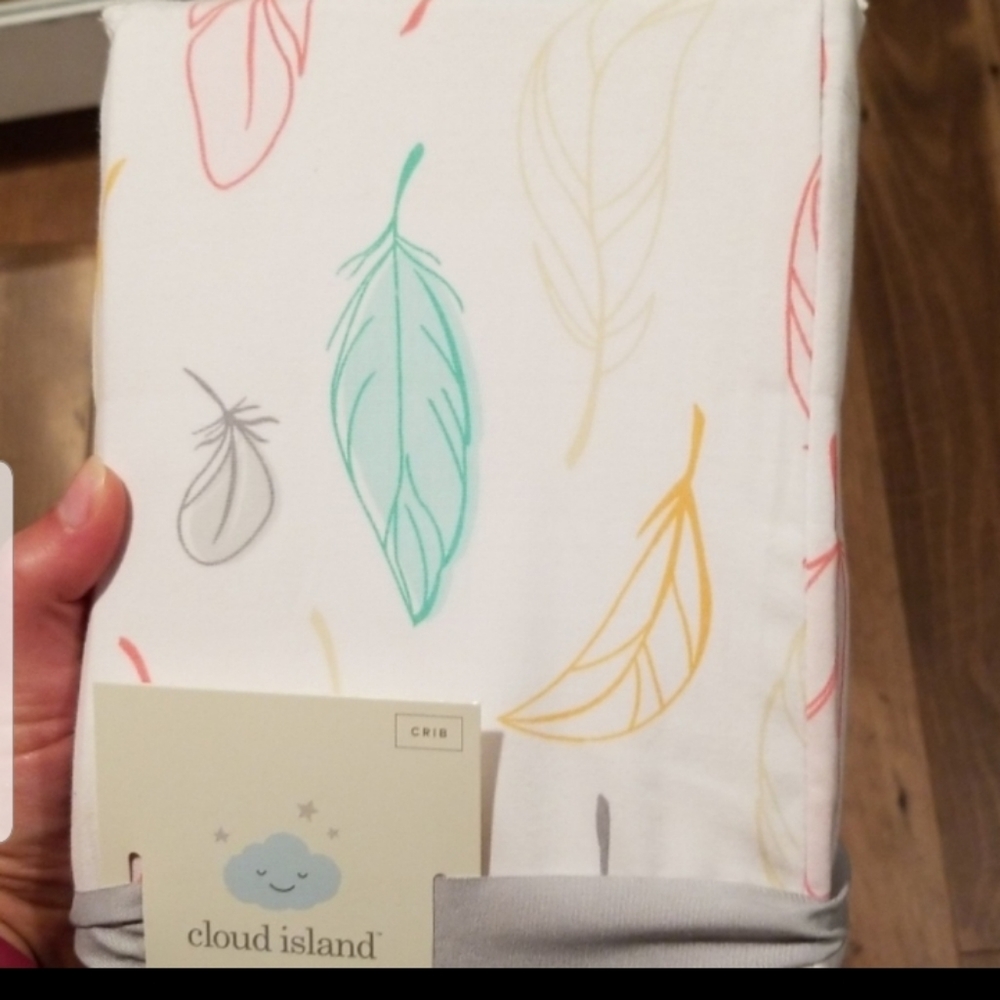 Cloud Island fitted crib sheet-- feathers